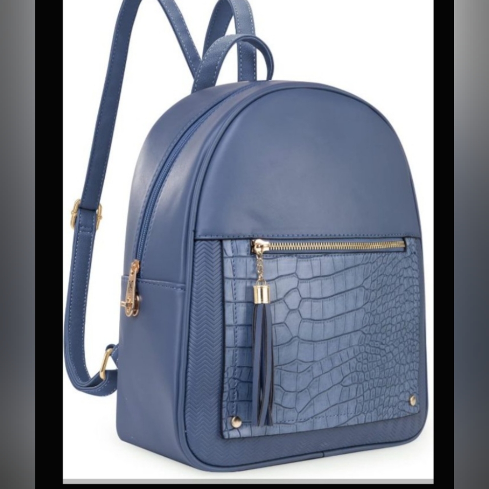 Blue backpack purse